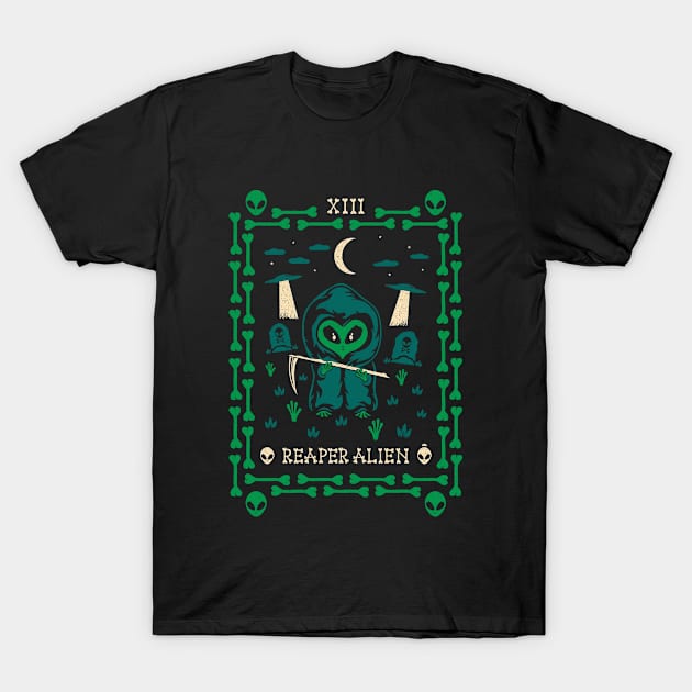 Reaper Alien Tarot Card T-Shirt by thewizardlouis